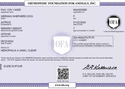 Paxou Certificat OFA Hemophilia A