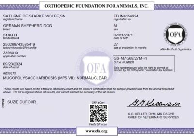 Titan Certificat OFA Mucopolysaccharidosis